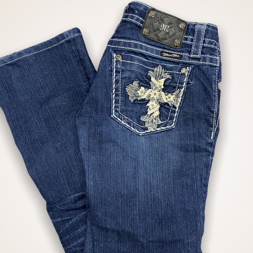 Rare Miss Me Cross Studded Jeans Bootcut Size 28